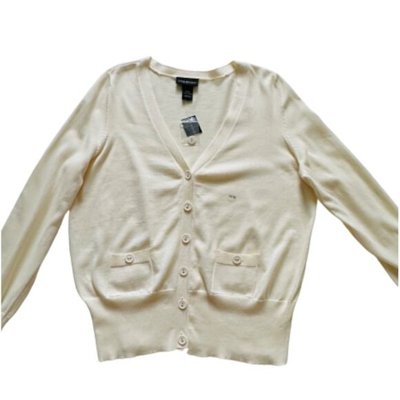 Lane Bryant Cardigan Sweater Cream Cotton Pockets Button Front Size 14/16 XL NEW - Picture 8 of 11